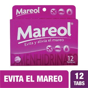 Mareol Evita y Alivia El Mareo Con Dimenhidrinato 12 Tabs