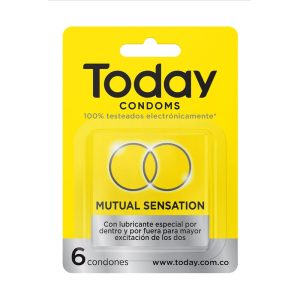 Today Condones Mutual Sensation Lubricado Para Ti y Tu Pareja x 6 Und