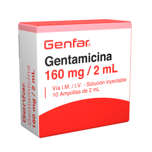 Gentamicina 160mg / 2ml Solución Inyectable Genfar