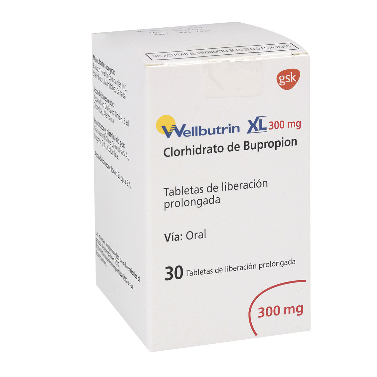 Wellbutrin Xl 300mg Tableta De Liberación Prolongada